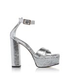 Good American Womens Silver Platform Sandals Shoes 8.5 Medium (B,M) BHFO 5844