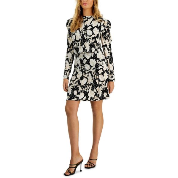 Guess Womens Black-Ivory Floral Print Stretch Wear To Work Dress XS BHFO 3845