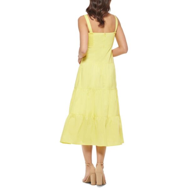 Guess Womens Yellow Tiered Midi Sleeveless Fit & Flare Dress 12 BHFO 3761