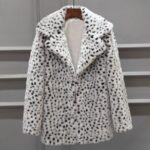 Gzea Women Sweater Women Winter Mid-length Suit Sexy Snow White Leopard Print Faux Coat White,M