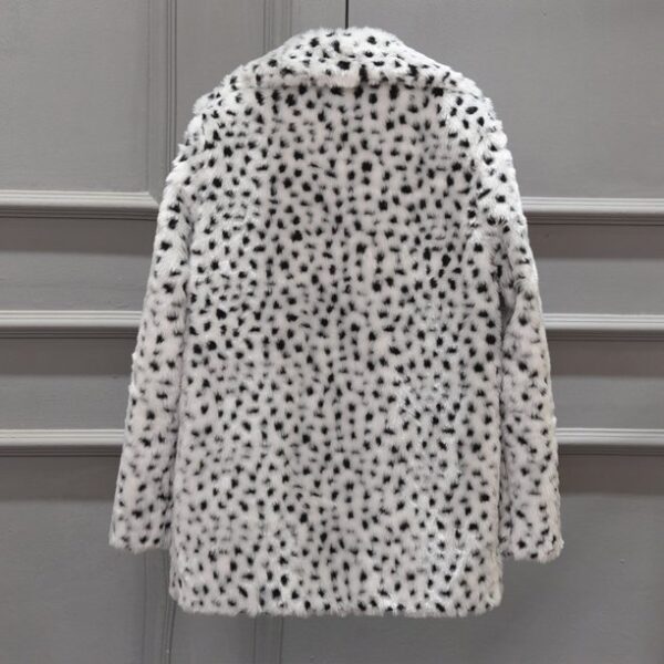 Gzea Women Sweater Women Winter Mid-length Suit Sexy Snow White Leopard Print Faux Coat White,M