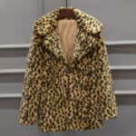 Gzea Women Sweater Women Winter Mid-length Suit Sexy Snow White Leopard Print Faux Coat White,M