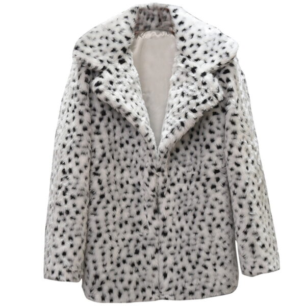 Gzea Women Sweater Women Winter Mid-length Suit Sexy Snow White Leopard Print Faux Coat White,M