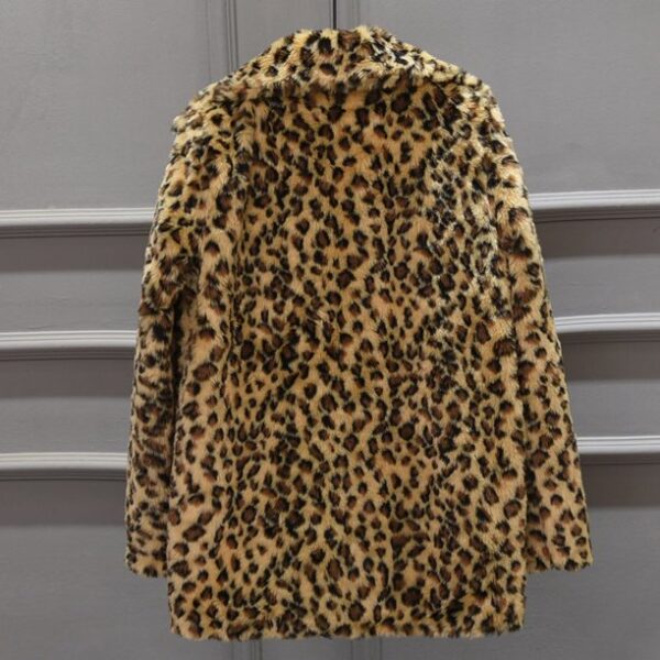 Gzea Women Sweater Women Winter Mid-length Suit Sexy Snow White Leopard Print Faux Coat White,M