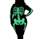 HDE Plus Size Skeleton Dress Stretchy Long Sleeve Halloween Costume Day of The Dead Floral 1X