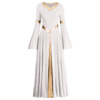 IBTOM CASTLE Women Metallic Color Block Liturgical Praise Dance Dress Bell Long Sleeve Lyrical Dancewear Gowns Worship Costume S White