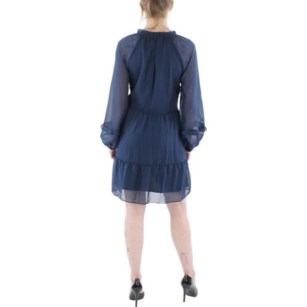 INC Womens Navy Metallic Stripe Mini Fit & Flare Dress M BHFO 4064