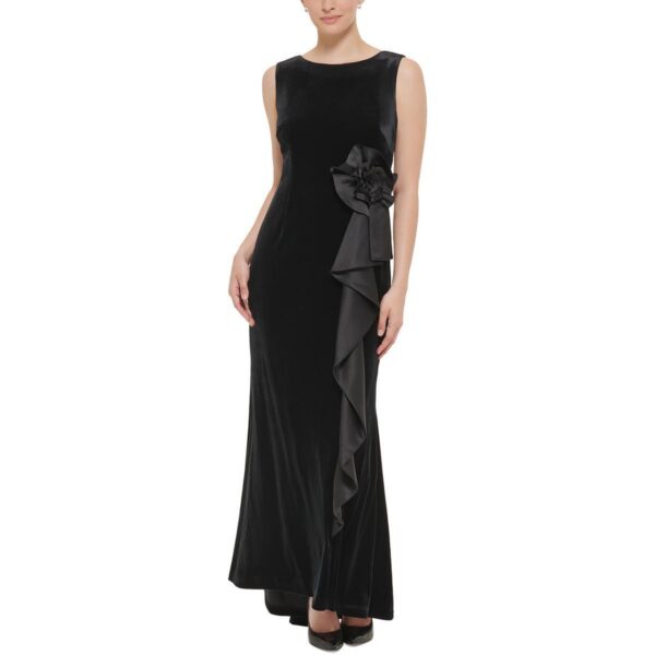 Jessica Howard Womens Black Velvet Evening Dress Gown Petites 4P BHFO 2658