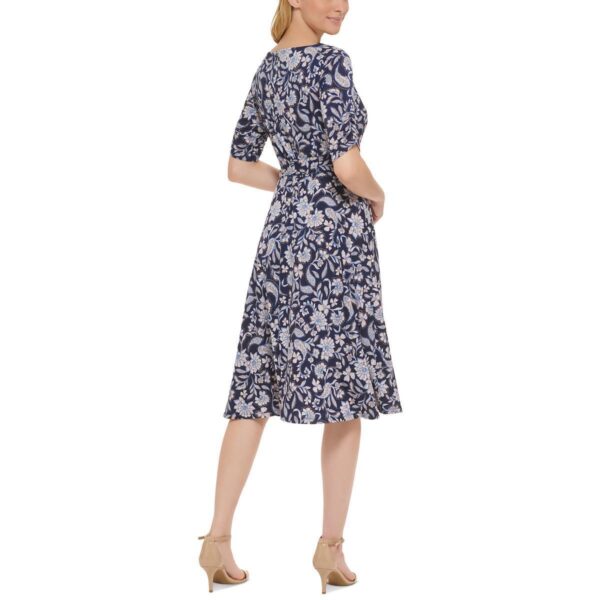 Jessica Howard Womens Navy Floral Print Jersey Fit & Flare Dress 8 BHFO 0993