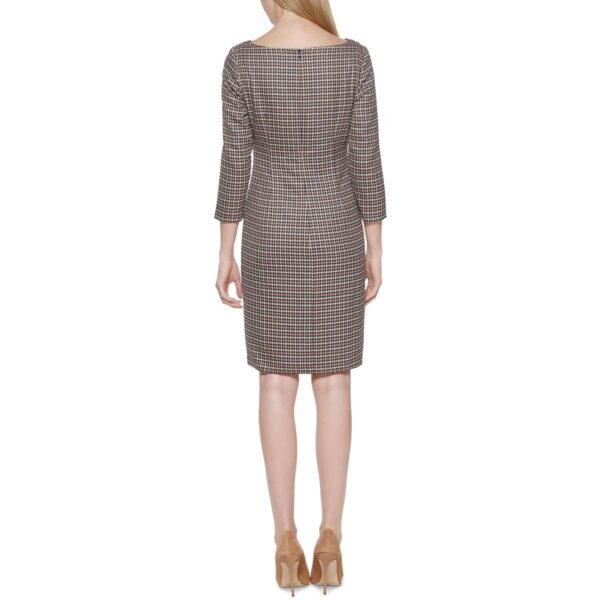 Jessica Howard Womens Navy Houndstooth Work Sheath Dress Petites 14P BHFO 0996