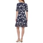 Jessica Howard Womens Navy Mesh Mini Fit & Flare Dress Petites 10P BHFO 5000