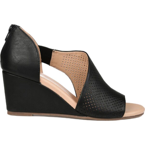 Journee Collection Womens Aretha Black Wedge Heels 7 Medium (B,M) BHFO 8801