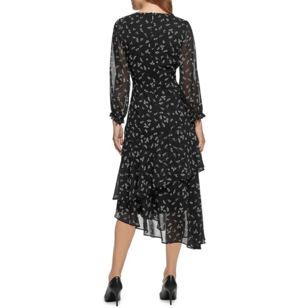 Karl Lagerfeld Paris Womens Black Chiffon Printed Fit & Flare Dress 8 BHFO 5728