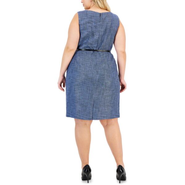 Kasper Womens Blue Belted Tweed Sheath Dress Plus 22W BHFO 0041