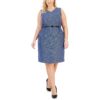 Kasper Womens Blue Belted Tweed Sheath Dress Plus 22W BHFO 0041