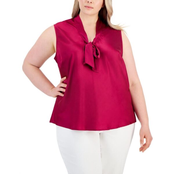 Kasper Womens Pink Tie Front Dressy Shirt Blouse Plus 3X BHFO 5984