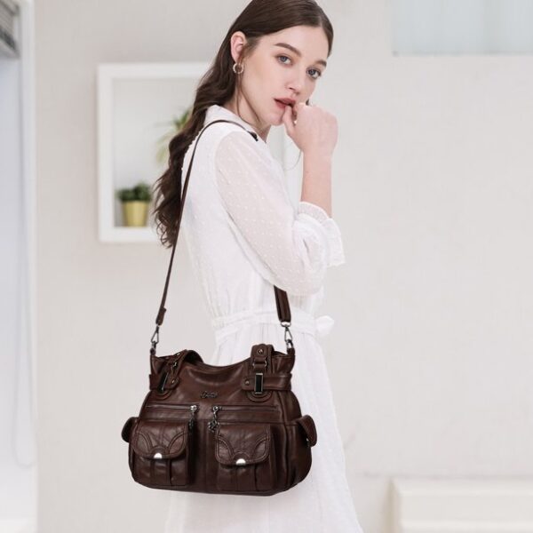 KL928 Crossbody Purses and Handbags for Women Multi-Pocket Leather Purse with Adjustable Straps