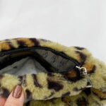 Kripyery Shoulder Bag Leopard Print Portable Women Square All Match Plush Underarm Bag Clothing Accessories