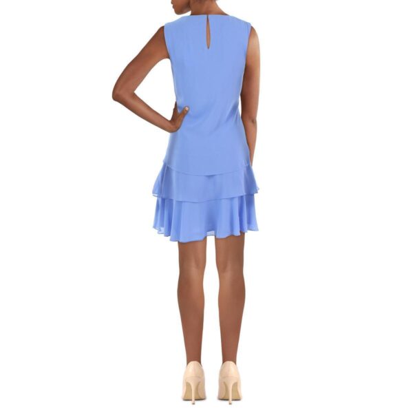 Lauren Ralph Lauren Womens Blue Ruffled Above Knee Shift Dress 16 BHFO 3170