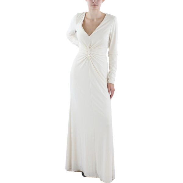 Lauren Ralph Lauren Womens Ivory Crepe V-Neck Evening Dress Gown 10 BHFO 6502