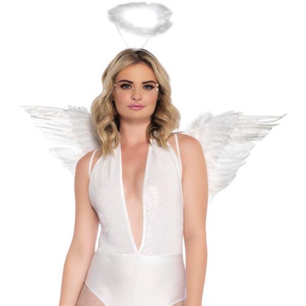 Leg Avenue Feather Angel Wings and Halo Costume Accessory, White, One Size