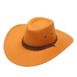 Lroveb Men Women Cowboys Hats Adult Trendy Western Faux Suede Cowgirl Hat Solid Wide Brim Sun Hat Travel Party Cap