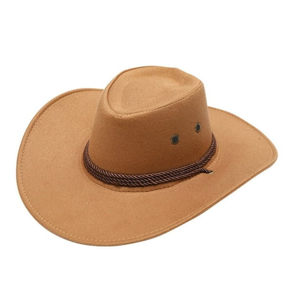 Lroveb Men Women Cowboys Hats Adult Trendy Western Faux Suede Cowgirl Hat Solid Wide Brim Sun Hat Travel Party Cap