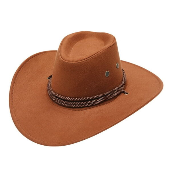 Lroveb Men Women Cowboys Hats Adult Trendy Western Faux Suede Cowgirl Hat Solid Wide Brim Sun Hat Travel Party Cap