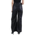 Lucy Paris Womens Reeve Black Faux Leather High Rise Wide Leg Pants XL BHFO 3344