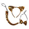 Lux Accessories Brown Black Stripes Tiger Ears Bowtie Tail Costume Party Dressup