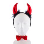 Lux Accessories Red Black Fuzzy Sexy Devil Halloween Costume Accessory Set 3PC