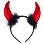 Lux Accessories Red Black Fuzzy Sexy Devil Halloween Costume Accessory Set 3PC