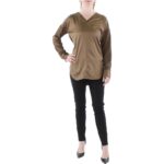 Lysse Womens Token Brown Banded V-Neck Blouse Pullover Top Shirt XS BHFO 3422