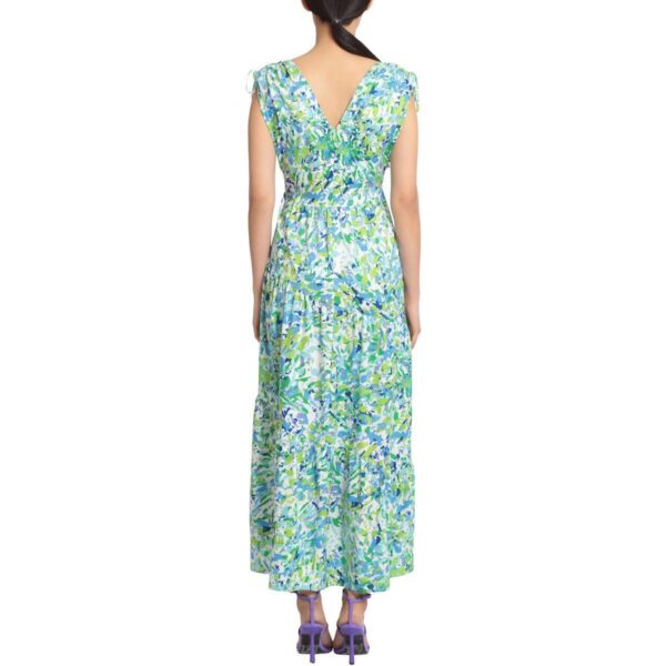 Maggy London Womens Green Floral Double-V Daytime Maxi Dress 4 BHFO 5844