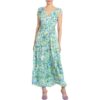 Maggy London Womens Green Floral Double-V Daytime Maxi Dress 4 BHFO 5844