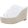 Marc Fisher Womens Cazzie 2 White Wedge Sandals Shoes 8.5 Medium (B,M) BHFO 9224