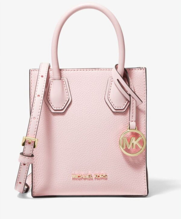 Michael Kors Mercer Extra-Small Pebbled Leather Crossbody Bag (Powder Blush) 35S