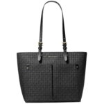 Michael Kors Womens Jet Set Travel Medium Double Pocket Tote Non-Leather Vegan (Black) 35F3GTVT3B-001