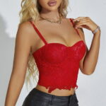 Miqool Floral Lace Bralettes for Women Underwire Camisole Lingerie Sexy Adjustable Spaghetti Strap Corset Cami Crop Tops Bustier Going Out Tops