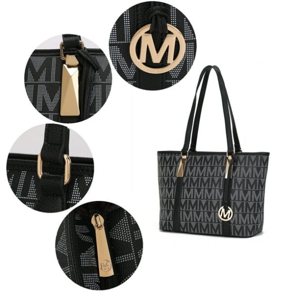 MKF Collection Vegan Leather Women's Tote Bag, Small Tote Handbag, Pouch Purse & Wristlet Wallet Bag 4 pcs set by Mia K - Navy