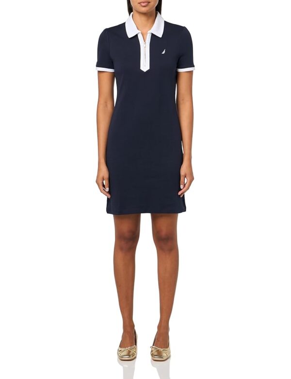 Nautica Women's Woven Collar Polo Short Sleeve Dress