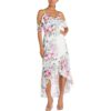 Nightway Womens White Floral Hi-Low Party Evening Dress Gown 6 BHFO 6961