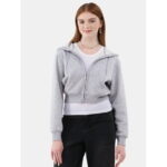 No Boundaries Cropped Fleece Zip Hoodie, Women’s