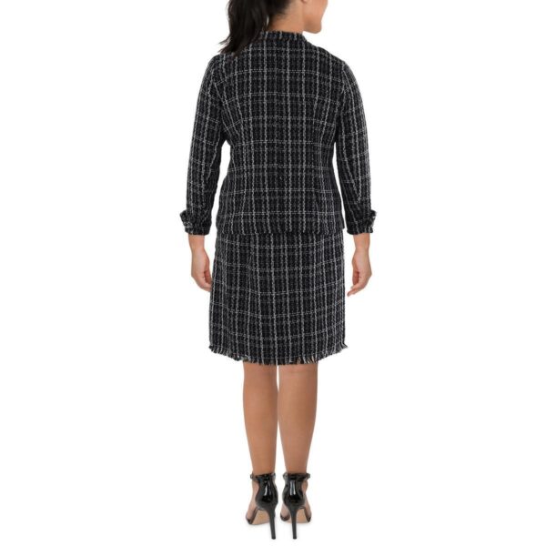 NY Collection Womens Black Plaid Mettallic Three-Button Suit Plus 1X BHFO 8776