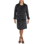 NY Collection Womens Black Plaid Mettallic Three-Button Suit Plus 1X BHFO 8776