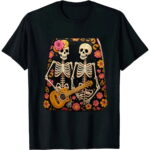 ONETECH Colorful Dancing Mexican Skeletons - Cute Day Of The Dead T-Shirt