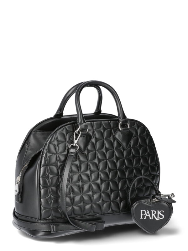 Paris Hilton Women's Geneva Triple Compartment Quilted Satchel & Heart Coin Purse, Black