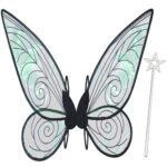 quescu Fairy Wings for Adults,Butterfly Wings for Girls,Angel Wings,Fairy Costume for Women Halloween Dress Up Party Favor (Black)