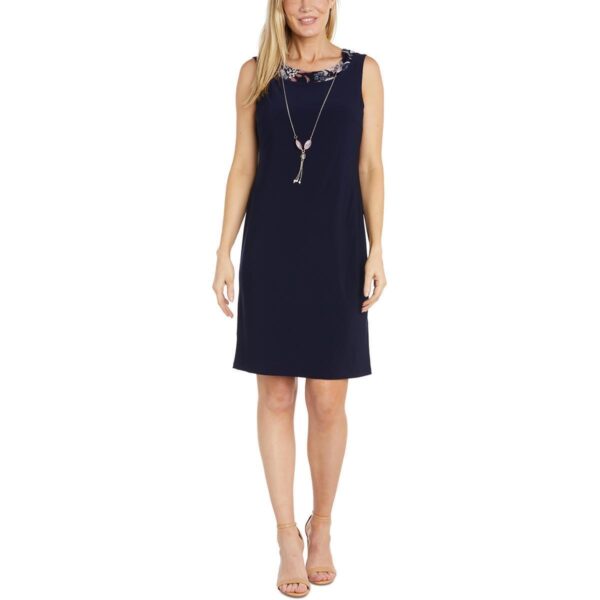 R&M Richards Womens Navy 2 PC Midi Floral Sheath Dress Petites 4P BHFO 7451