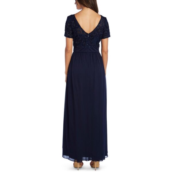 R&M Richards Womens Navy Sequined Maxi Evening Dress Gown Plus 18 BHFO 3502